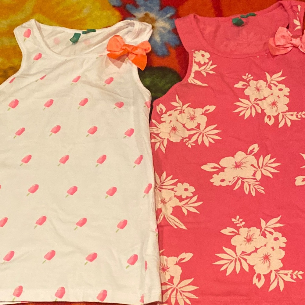 EUC LOT of 2 United Colors of Benetton Girls Bow Tank Tops Tee Size 10-11 years